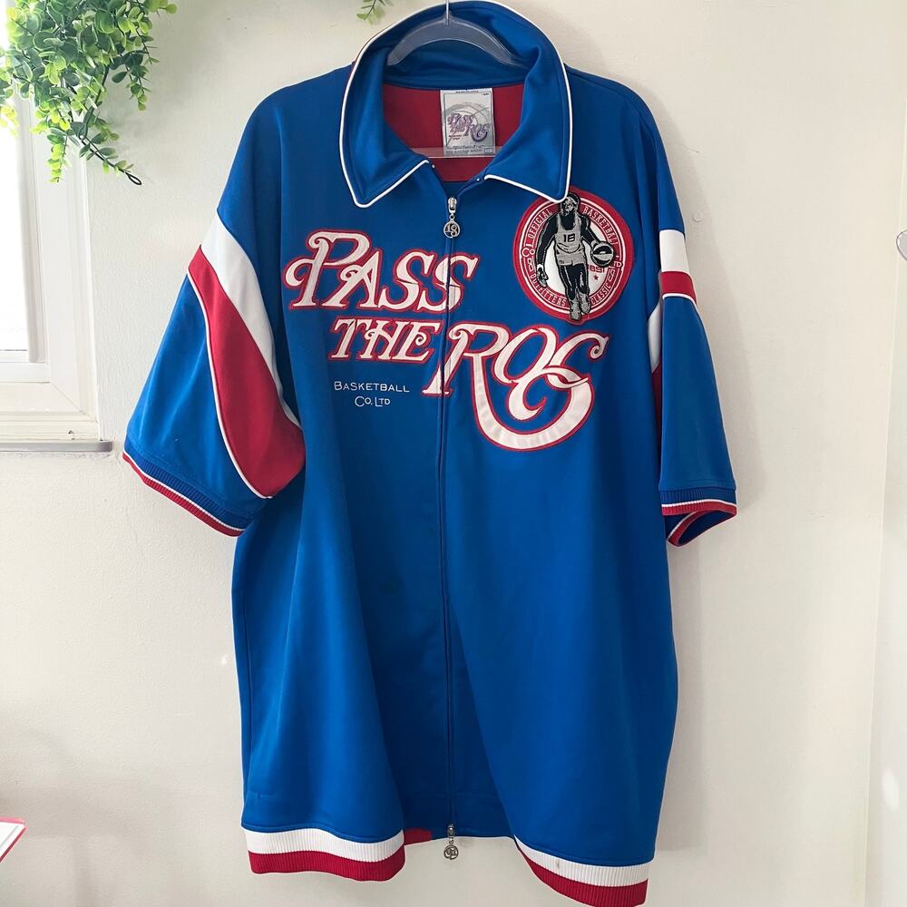 Pass the Roc 1891 Vintage Basketball Jersey Embroidered Blue Red White XXXL